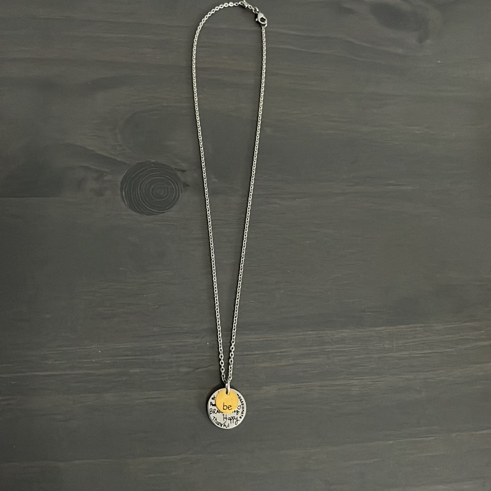 Stainless Steel Be Kind, Brave Happy, Thankful Necklace - Picture 3 of 6